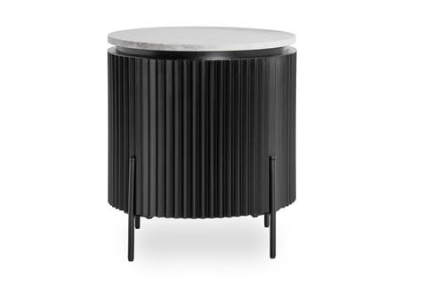 ELLERY MARBLE-METAL ROUND END TABLE